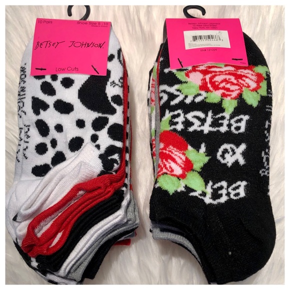 10 Pack BETSEY JOHNSON Dalmatian Dog Flower Socks - Picture 4 of 8
